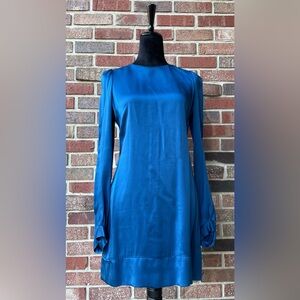 French Connection Blue Long Sleeve Mini Dress Size 6 Made In Romania